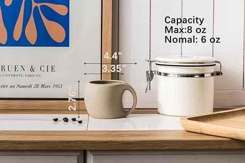 Ceramic Cappuccino Cups with Handle,Natural Beige,6 oz,Set of 4