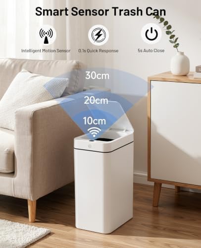 Luxspire Motion Sensor Bathroom Trash Can, 4.5 Gallon, 2 Pack