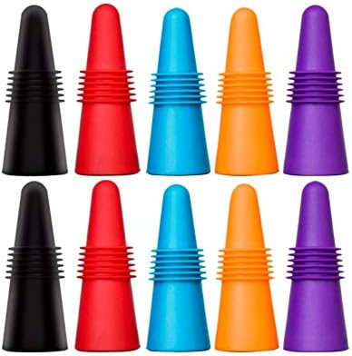 10 pcs Wine Stoppers, CNYMANY Reusable Silicone Beverage Bottle Sealer