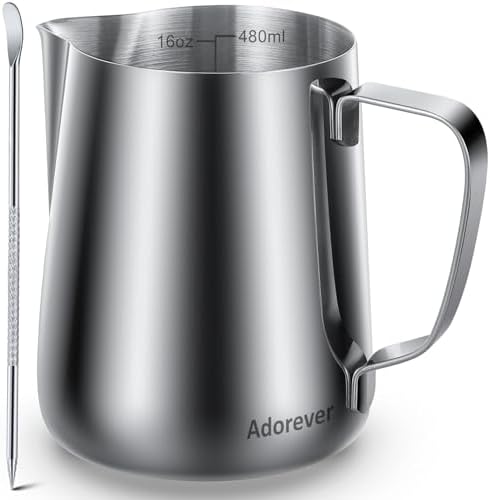 Adorever Milk Frothing Pitcher, 16oz 480ml Milk Frother Cup Stainless