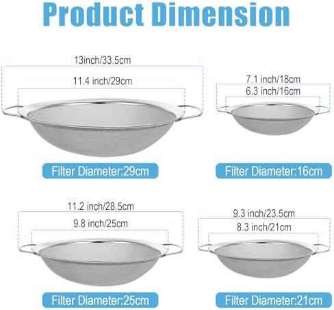 4pcs Paint Strainer Stainless Steel 60 Mesh Extra fine mesh Strainer