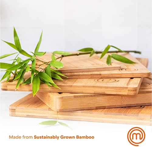 MasterChef Wooden Cutting Boards for Kitchen, Bamboo Cutting Board Set