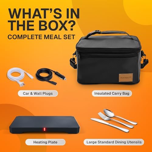 FORABEST Portable Electric Lunch Box, Black