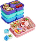 Canfanni 4 Pcs Bento Snack Box Containers, 4 Compartment Divided