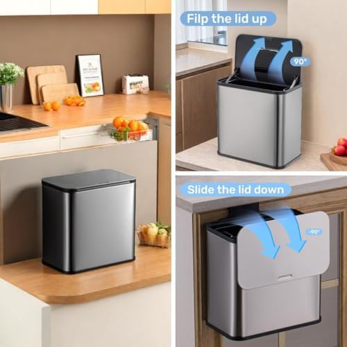 1.3 Gallon/5L Hanging Small Trash Can, Stainless Steel Garbage Can