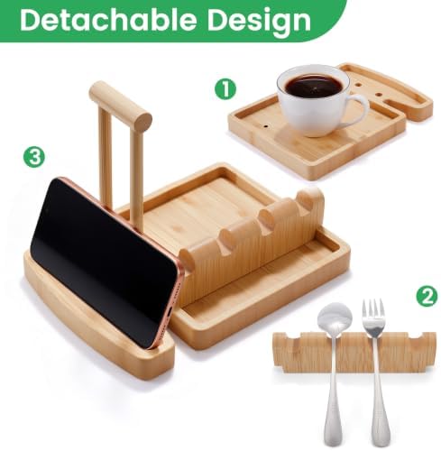 Bamboo Spoon Rest & Pot Lid Holder for Stove Top, 2-in-1 Spatula Rest