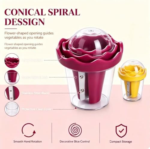 Manual Vegetable Spiralizer and Curler, 2pcs-Mix