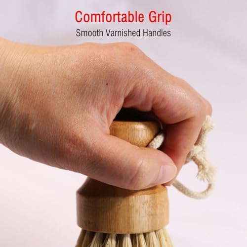Bamboo Vegetable Brush, Natural Sisal Bristles