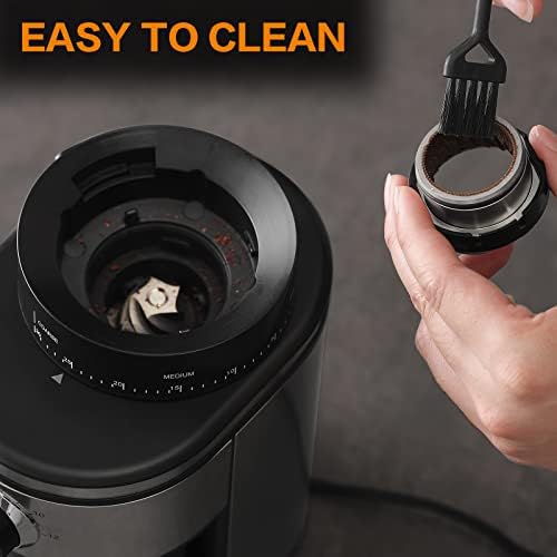 Ollygrin Burr Coffee Grinder, 30 Settings, Sliver & Black