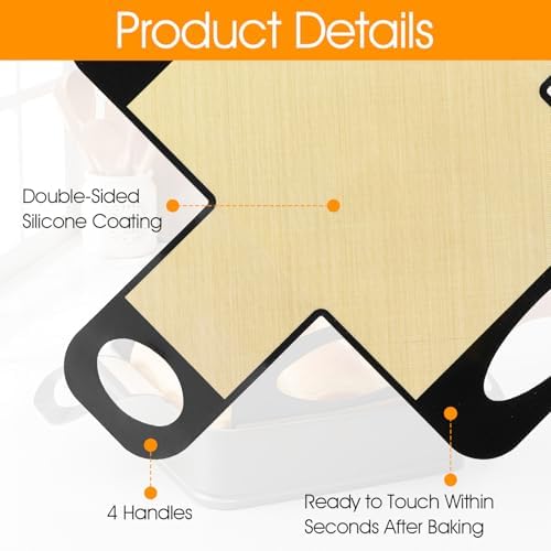 2Pcs Silicone Bread Loaf Pan Liners, Reusable Bread Sling with 4