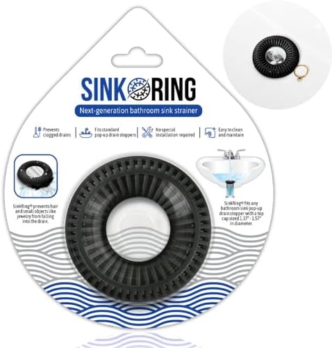 TubRing & SinkRing Black Combo – Bathroom Drain Hair Catcher Set for