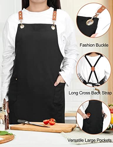 Apron for Women Men with Long Adjustable Cross Back Straps and Large