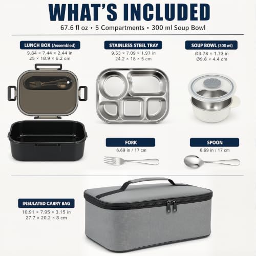 XXXMDXW Stainless Steel Lunch Box Set with Soup Bowl and Bag
