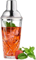 Glass Cocktail Shaker, Martini Shaker with Stainless Steel Lid &