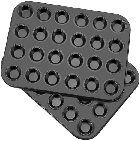 Flexzion 12-Cup Muffin Pans, Nonstick Carbon Steel Bakeware, Black