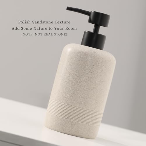 Soap Dispensers,13.53 OZ, 2 PCS,Sandstone Look Beige Empty Bottles