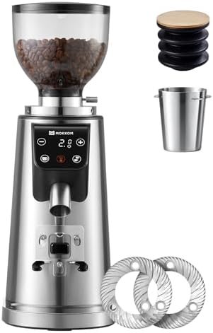 Mokkom 64mm Flat Burr Coffee Grinder, 100 Grind Settings