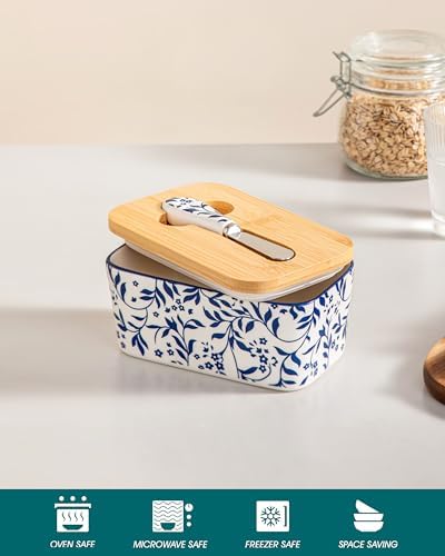 vancasso SELENE Butter Dish with Lid, 6.5" Large Butter Dish for