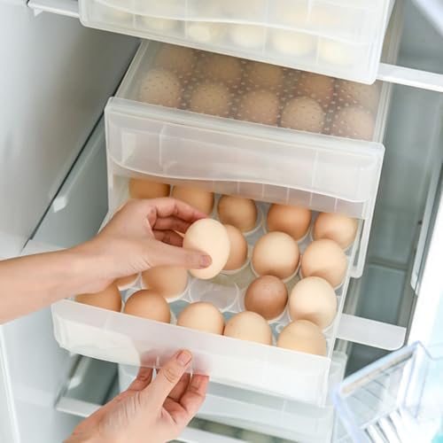 Zerodeko Double-layer Pp Egg Storage Box Kitchen Drawer Fridge Egg
