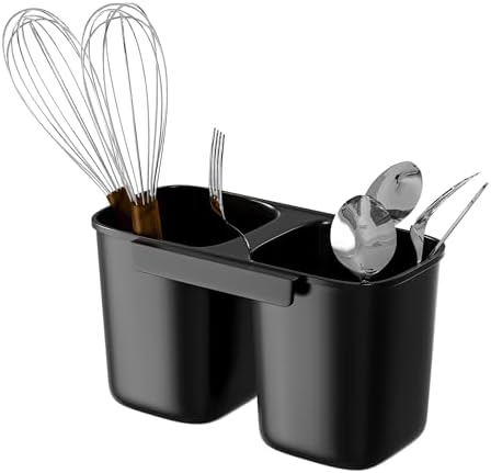 SANNO Dish Rack Utensil Holder, Hanging Cutlery Drainer Caddy with