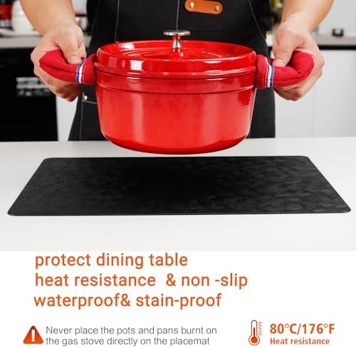 Vinyl Plastic Placemats Set of 6 Waterproof Wipeable Table Mats