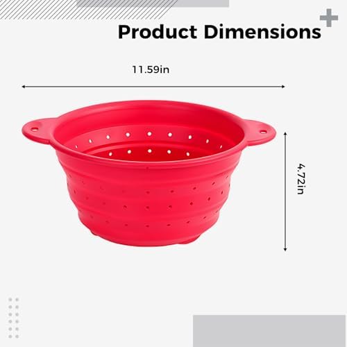 Silicone Collapsible Colander, Food Safe Kitchen Strainer with Handle
