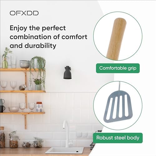 Stainless Steel Slotted Spatula - Kitchen Metal Turner for Cooking