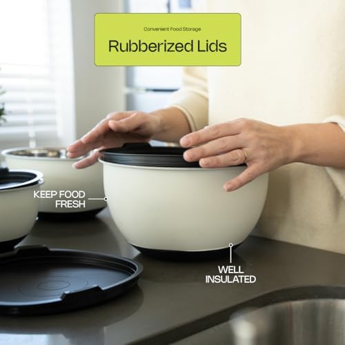Caldwell Kitchen 3pc Stainless Steel Mixing Bowls w/ Lids &