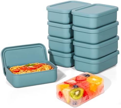 8 Pcs 2 Cup Silicone Freezer Trays With Lid, 16 oz, Slate Gray