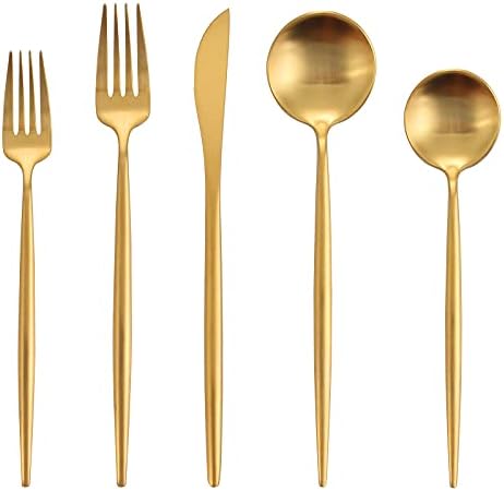 Matte Gold Silverware Set, Oliviola 20-Piece Stainless Steel Flatware