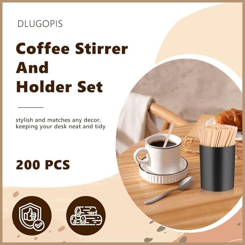 200 PCS Coffee Stirrer and Holder Set Wooden Coffee Stir Sticks