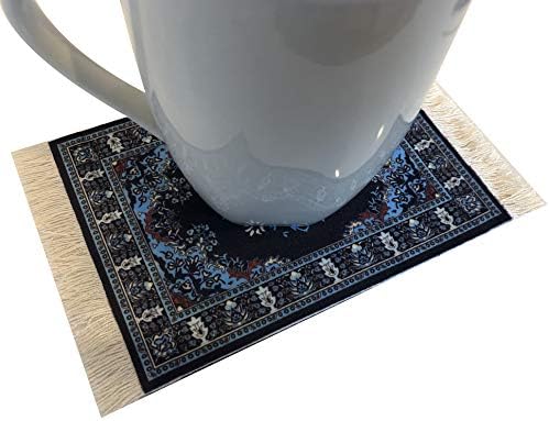 Set of 4 Carpet-Style Coasters – Turkish Rug Design Drink mats with