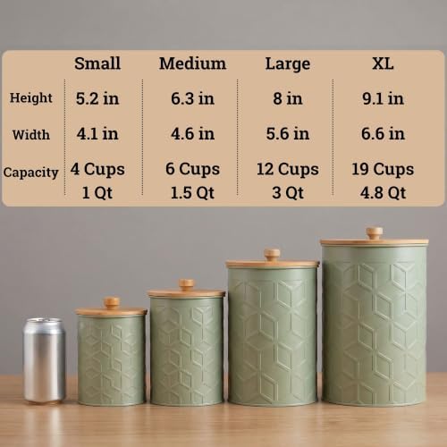 Kitchen Canisters for Countertop Set of 4, Textured Iron w/ Airtight