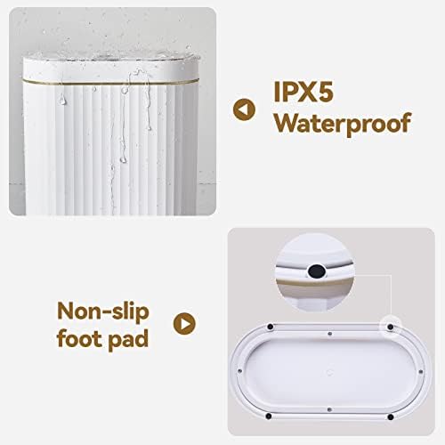 Bathroom Trash Can with Lid, 2.5 Gallon, White