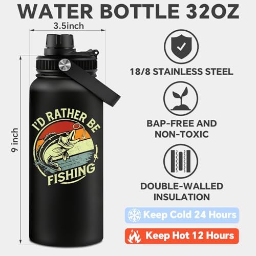 Fufandi Fishing Gifts for Men, Fisherman Gift, Fishing Water Bottle