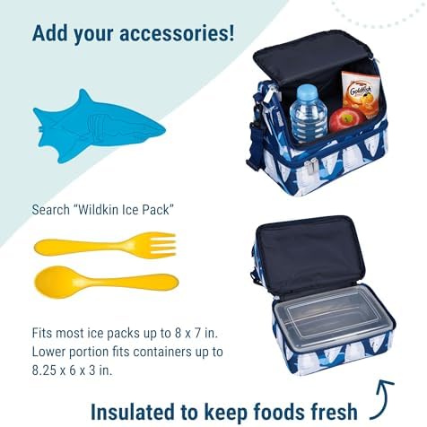Wildkin Two Compartment Lunch Bag, Sharks