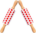 2pcs Silicone Rolling Pin Nonstick with Wooden Handle, Baking Roller