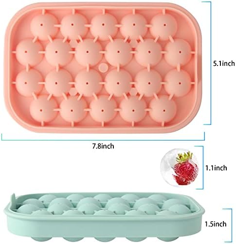 Ice Cube Tray, 2 Pack Flexible Silicone 22 Ice Balls Maker with Lid