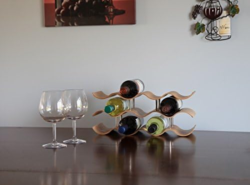 Lily's Home 11-Bottle Countertop Wine Rack for Kitchen, Modern Oak
