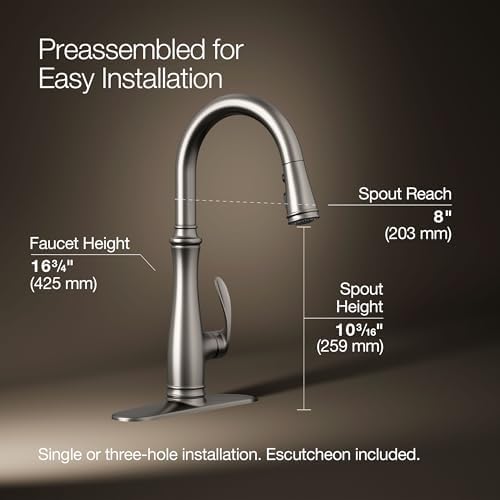 KOHLER K-560-VS Bellera Pull-Down Kitchen Faucet, Vibrant Stainless