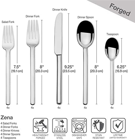 Mikasa Zena 20-Piece Flatware Set, Service for 4, 18/0 Stainless Steel