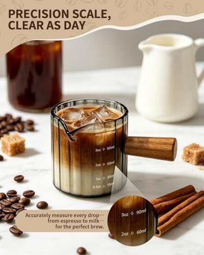 2Pcs Espresso Cups 4oz, V-Spout Espresso Shot Cups, Coffee