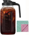 64oz Glass Pitcher Carafes With Handle and Lid, 2 Quart Mason Jar