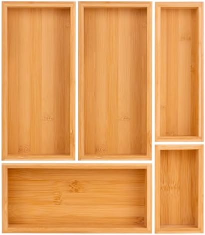bamboo drawer organizer Set,expandable drawer dividers,wooden storage