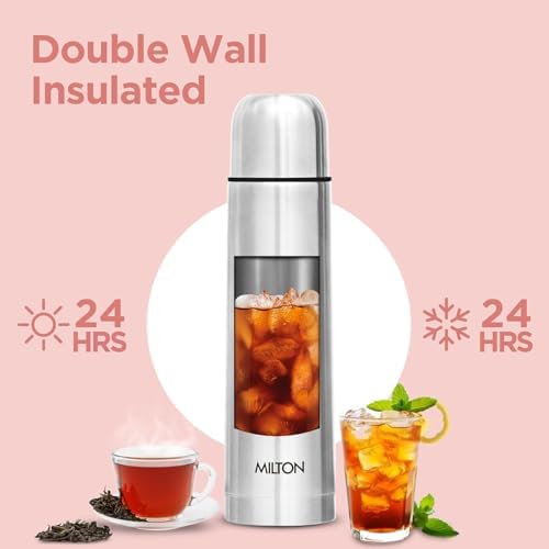 Milton Flask 34 oz Insulated Water Bottle with Cover, Flip Lid