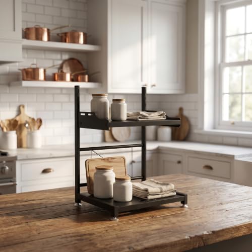 ZZL Adjustable 2-Tier Metal Countertop Storage Rack