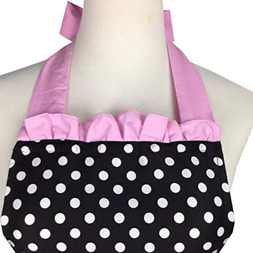 Hyzrz Cute Apron Retro Black Polka Dot Retro Ruffle Side Vintage Cooking Aprons - Image 5