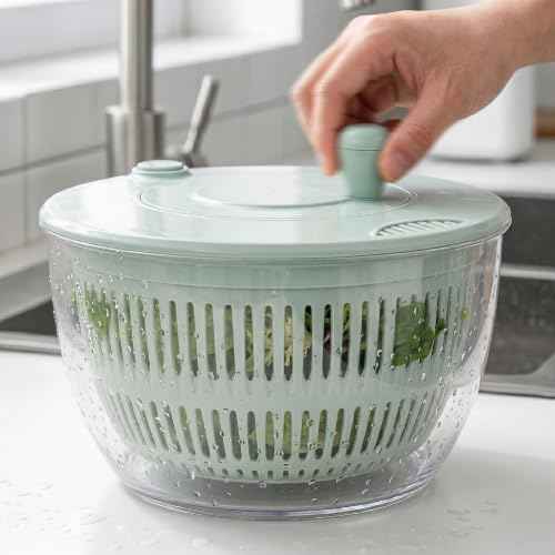 Salad Spinner Large, Lettuce Spinner with 5 Blade Slicer, 5.5 Qt
