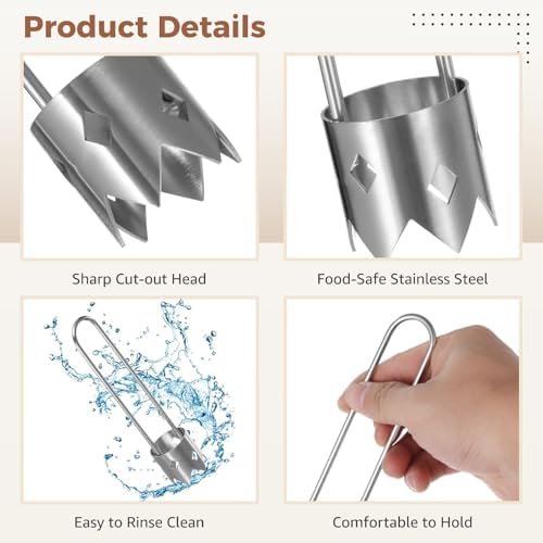 4-Pc Stainless Steel Pepper Core Extractor — Reusable Corer for Bell
