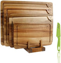Labeled Cutting Board Set of 4, Wood Chopping Boards with Food Icons